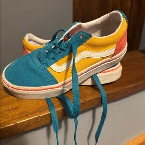 Vans Kids Sneakers in Teal, Yellow, and Pink